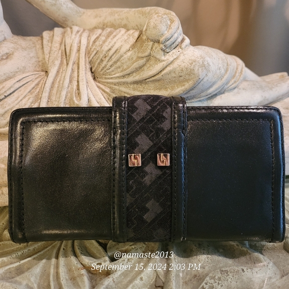 L.A.M.B. Gwen Stefani Leather Wallet Velour Center Stripe Designer Luxury #44 - Picture 10 of 17